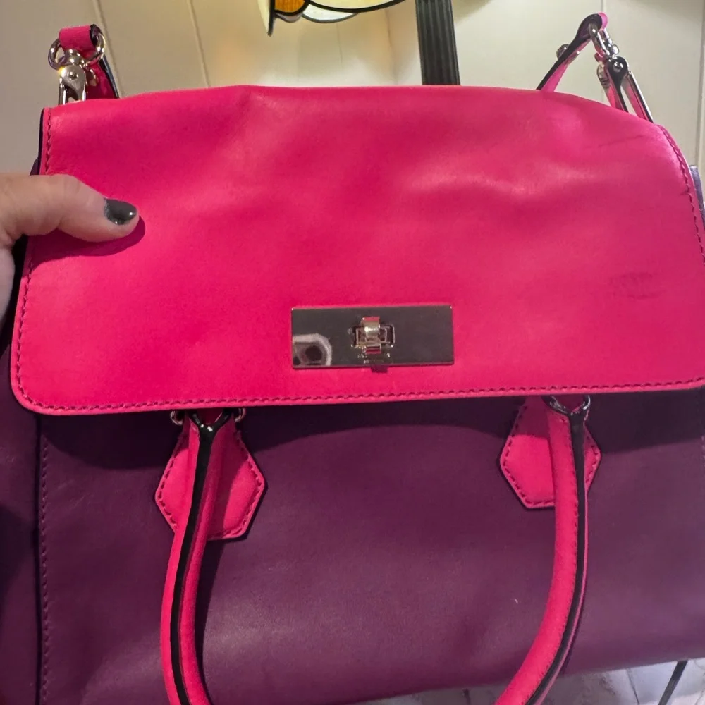 Kate Spade Cedar Street Satchel Pink Plum Leather Top Handle Crossbody - Picture 2 of 6